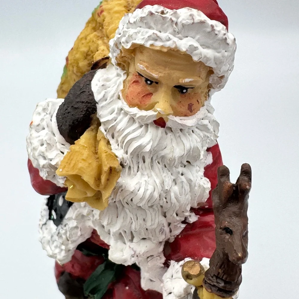 Vintage Santa’s Workbench Hiking Santa Stocking Holder Hand Painted Cast‎ Iron